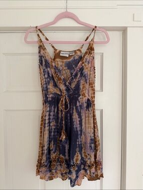 raya sun Tie-Dye Sundress in Brown & Blue